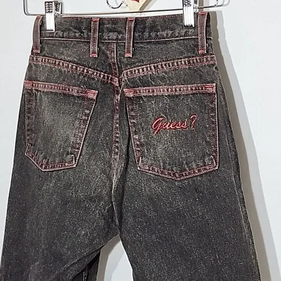 Vtg 90s Guess Mom Jeans US 26 High Rise EMBROIDERED Logo Stl 39050RG Made In USA - Picture 6 of 10